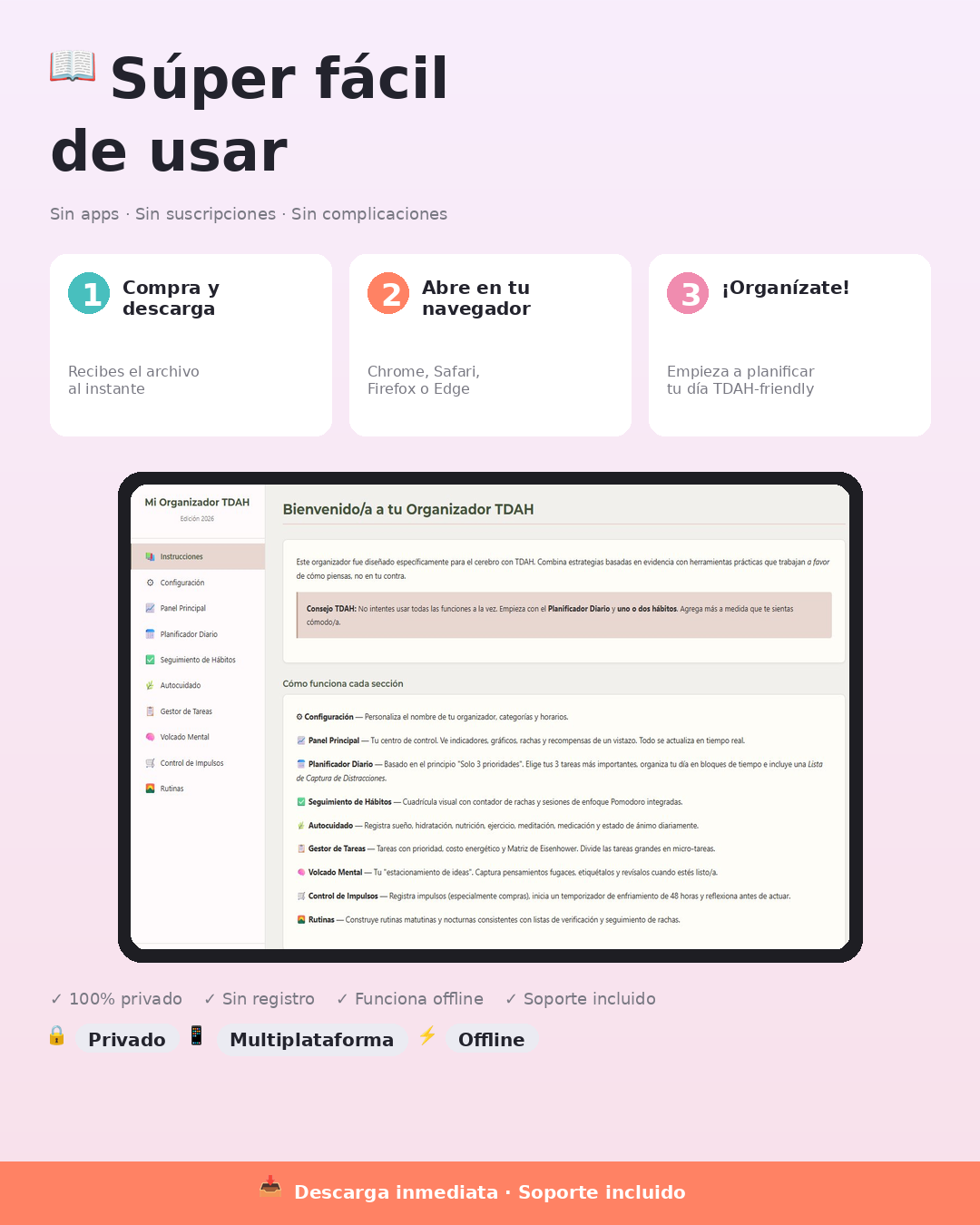 Organizador TDAH 2026 — Planificador Digital Interactivo (Español)