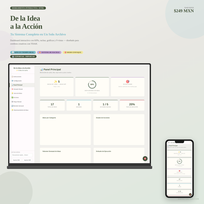 De la Idea a la Acción — Panel Interactivo de Productividad para Mentes Creativas