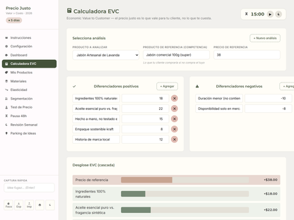 Calculadora de Precio Basado en Valor | Herramienta EVC | No es Cost-Plus | HTML Descargable Sin Suscripción | Español TDAH-Friendly