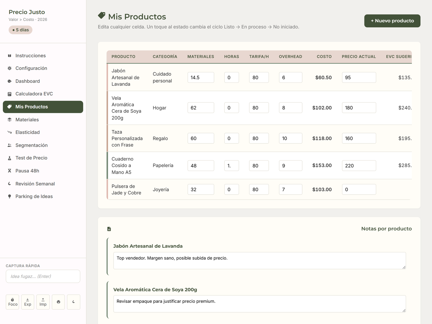Calculadora de Precio Basado en Valor | Herramienta EVC | No es Cost-Plus | HTML Descargable Sin Suscripción | Español TDAH-Friendly