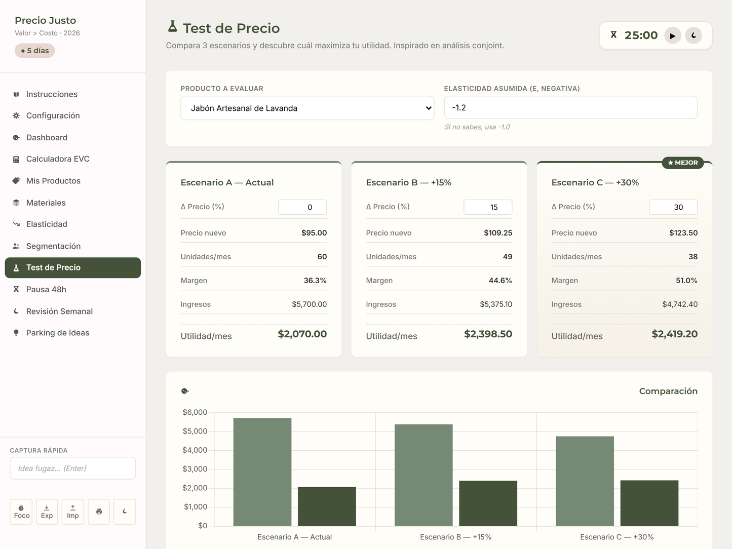 Calculadora de Precio Basado en Valor | Herramienta EVC | No es Cost-Plus | HTML Descargable Sin Suscripción | Español TDAH-Friendly