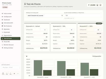 Calculadora de Precio Basado en Valor | Herramienta EVC | No es Cost-Plus | HTML Descargable Sin Suscripción | Español TDAH-Friendly