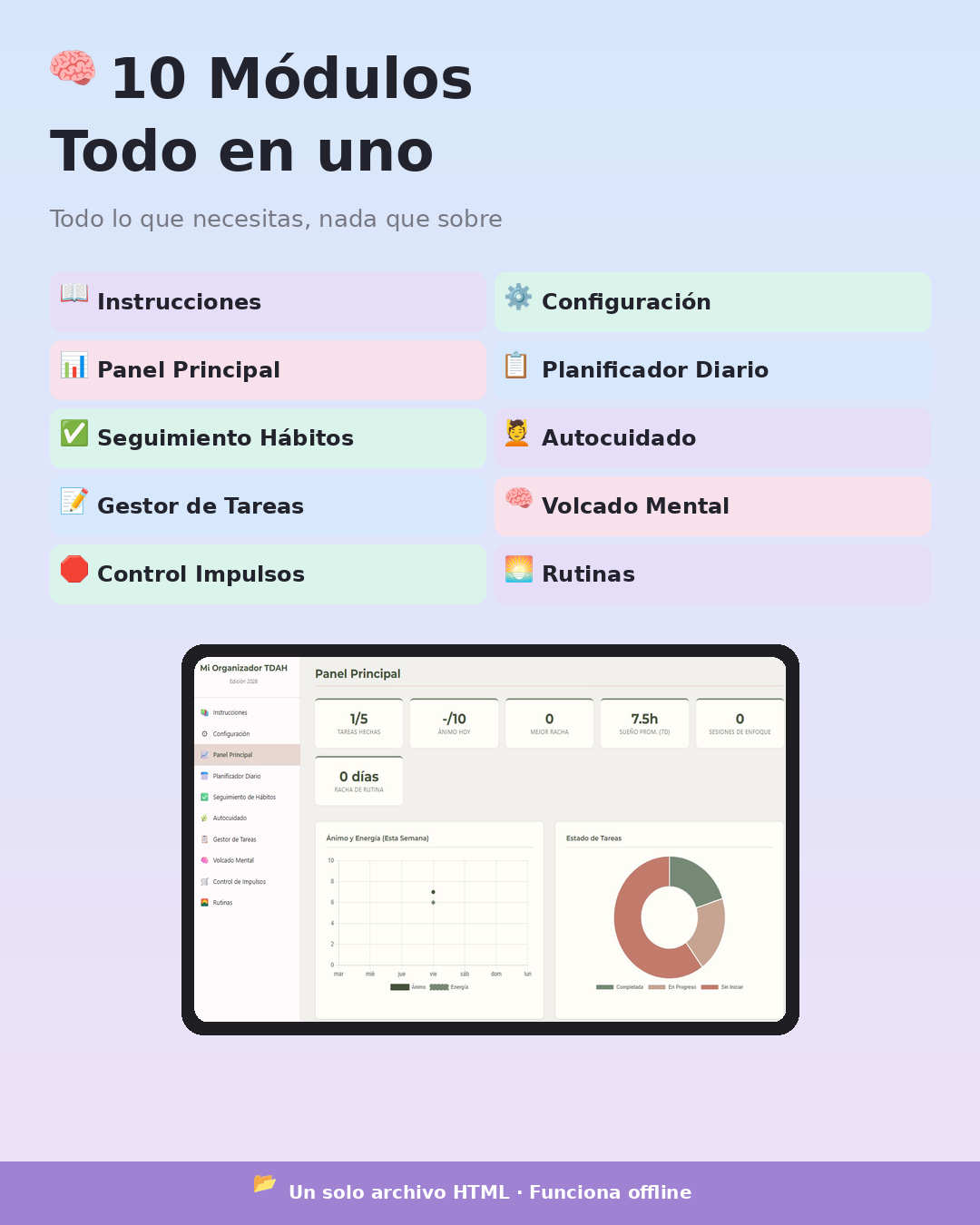 Organizador TDAH 2026 — Planificador Digital Interactivo (Español)
