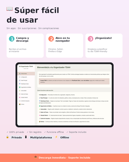 Organizador TDAH 2026 — Planificador Digital Interactivo (Español)